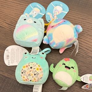 Squishmallows Mini Plush Bag Charms Lot of 4